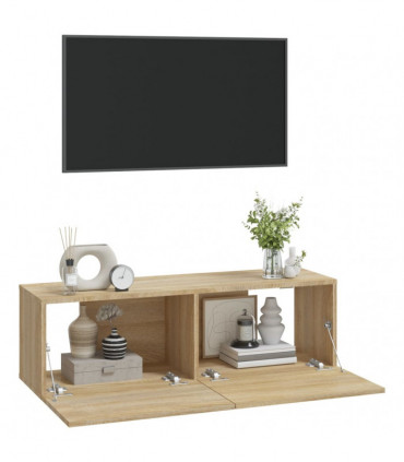 Wall TV Cabinets 2 pcs Sonoma Oak 100x30x30 cm Engineered Wood