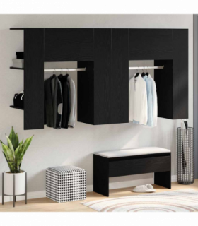 vidaXL Hallway Cabinet Wall-mounted 2 pcs Black oak 97.5 x 37 x 99 cm