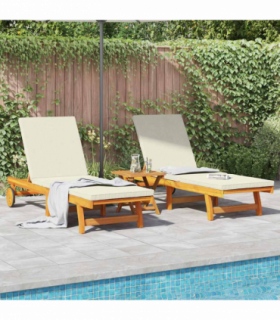 vidaXL Sun Lounger 2 pcs Brown 63 x 199 x 85cm Solid Acacia wood
