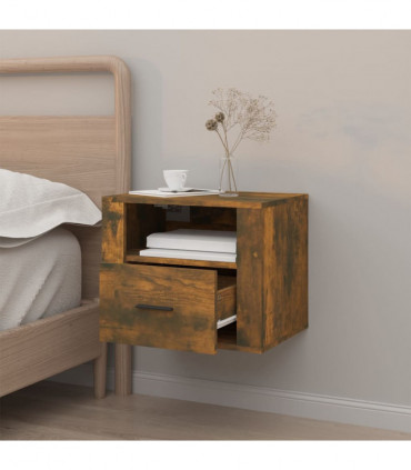 Wall-mounted Bedside Cabinet Smoked Oak 50x36x40 cm