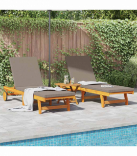 vidaXL Sun Lounger 2 pcs Brown 63 x 199 x 85cm Solid Acacia wood