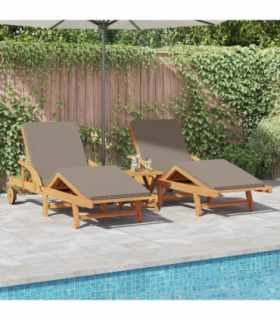 vidaXL Sun Lounger 3 pcs Taupe 40 x 40 x 40cm Solid Acacia wood