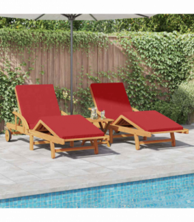 vidaXL Sun Lounger 2 pcs Red 200 x 67 x 84cm Solid Acacia wood