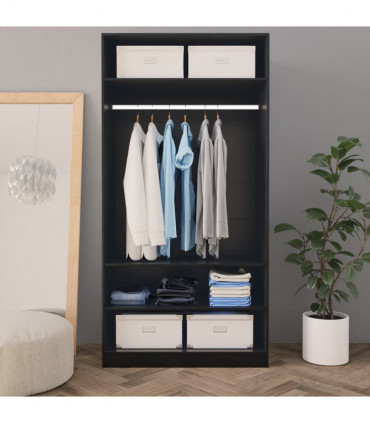 Wardrobe Black 100x50x200 cm Engineered Wood
