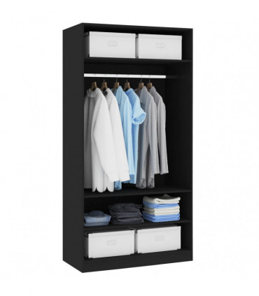 Wardrobe Black 100x50x200 cm Engineered Wood