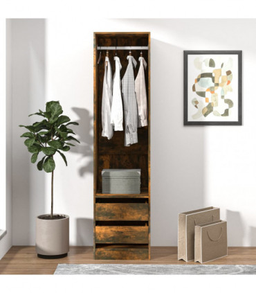Wardrobe with Drawers Smoked Oak 50x50x200 cm Engineered Wood