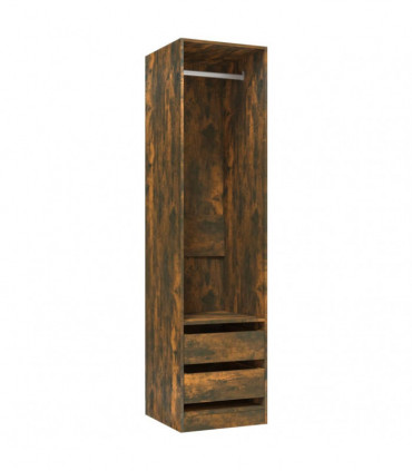 Wardrobe with Drawers Smoked Oak 50x50x200 cm Engineered Wood