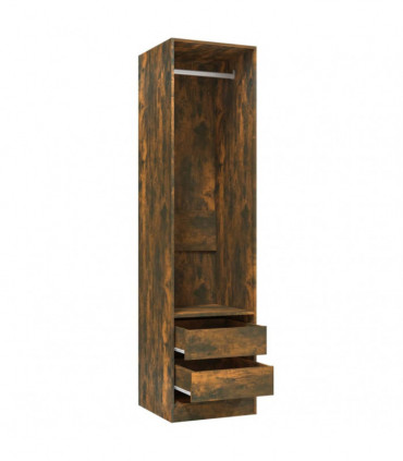 Wardrobe with Drawers Smoked Oak 50x50x200 cm Engineered Wood
