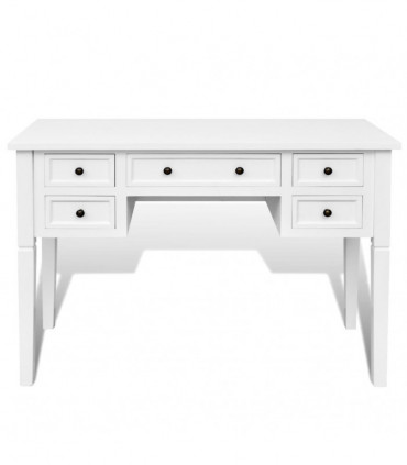 White Writing Desk with 5 Drawers