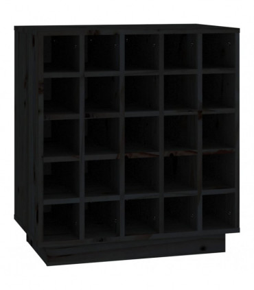 Wine Cabinet Black 55.5x34x61 cm Solid Wood Pine