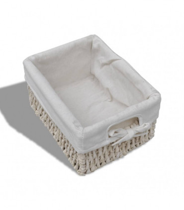 Wooden Storage Rack 3 Weaving Baskets White