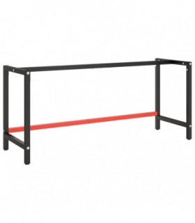 Work Bench Frame Matte Black and Matte Red 180x57x79 cm Metal