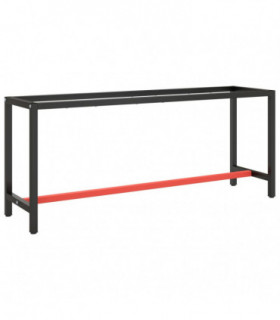 Work Bench Frame Matte Black and Matte Red 190x50x79 cm Metal
