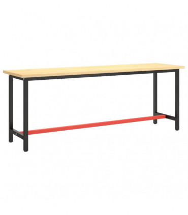 Work Bench Frame Matte Black and Matte Red 210x50x79 cm Metal