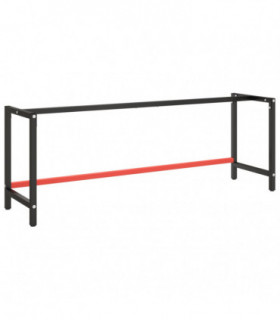 Work Bench Frame Matte Black and Matte Red 220x57x79 cm Metal