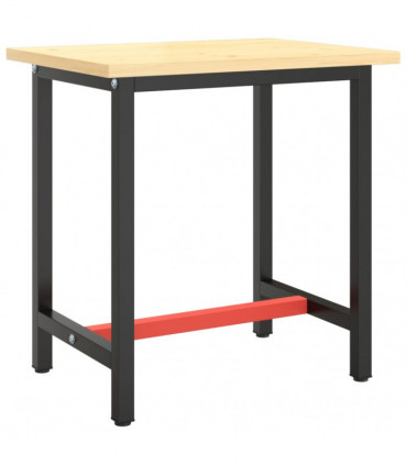 Work Bench Frame Matte Black and Matte Red 70x50x79 cm Metal