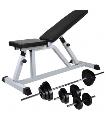 Workout Bench with Barbell and Dumbbell Set 30.5 kg