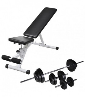Workout Bench with Barbell and Dumbbell Set 30.5 kg