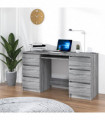Writing Desk Grey Sonoma 140x50x77 cm Engineered Wood