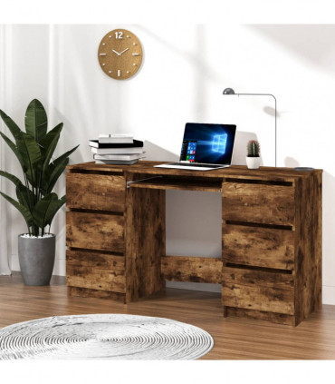 Writing Desk Smoked Oak 140x50x77 cm Engineered Wood