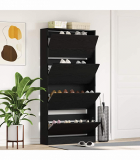 vidaXL Shoe Cabinet Black oak 80 x 21 x 163.5 cm Engineered wood
