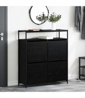 vidaXL Shoe Cabinet Black oak 100 x 34 x 112 cm Engineered wood