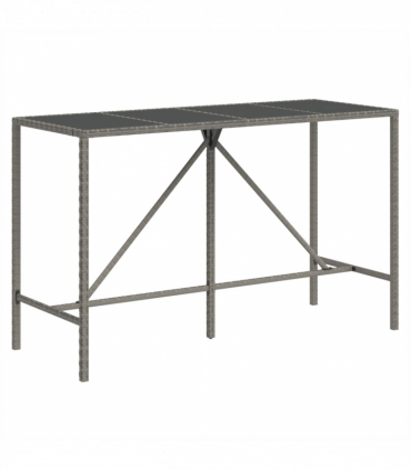 vidaXL 11 Piece Garden Bar Set Grey Poly Rattan& Solid Wood Acacia