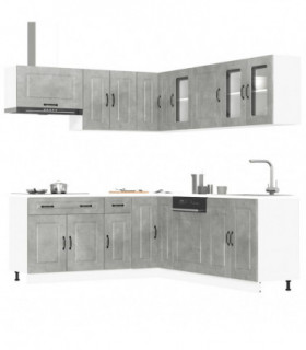 vidaXL 11 Piece Kitchen Cabinet Set Kalmar Concrete Grey Engineered Wood