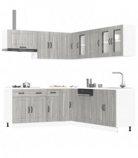 vidaXL 11 Piece Kitchen Cabinet Set Kalmar Grey Sonoma Engineered Wood