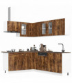 vidaXL 11 Piece Kitchen Cabinet Set Kalmar Smoked Oak Engineered Wood