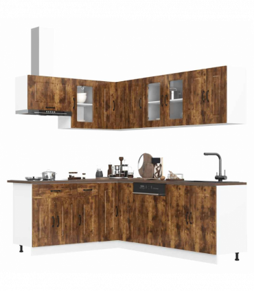 vidaXL 11 Piece Kitchen Cabinet Set Kalmar Smoked Oak Engineered Wood