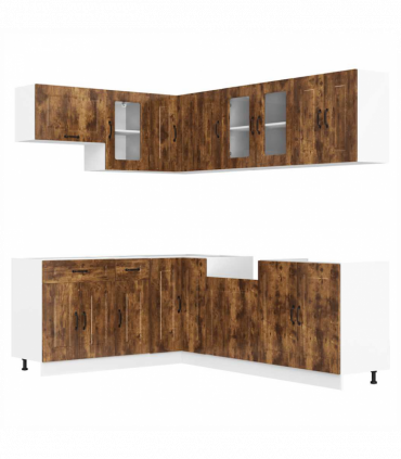 vidaXL 11 Piece Kitchen Cabinet Set Kalmar Smoked Oak Engineered Wood