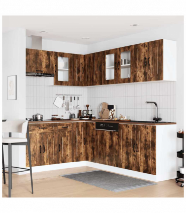 vidaXL 11 Piece Kitchen Cabinet Set Kalmar Smoked Oak Engineered Wood