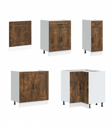 vidaXL 11 Piece Kitchen Cabinet Set Kalmar Smoked Oak Engineered Wood