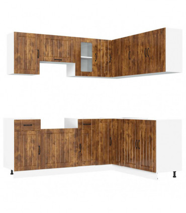 vidaXL 11 Piece Kitchen Cabinet Set Kalmar Smoked Oak Engineered Wood