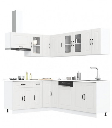 vidaXL 11 Piece Kitchen Cabinet Set Kalmar White Engineered Wood