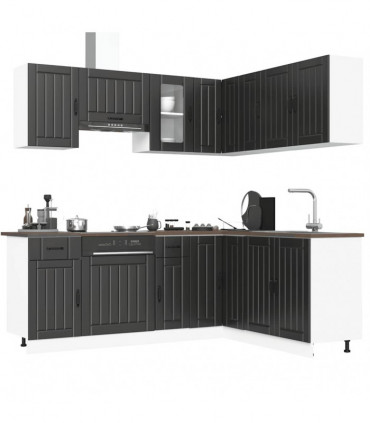 vidaXL 11 Piece Kitchen Cabinet Set Lucca Black Engineered Wood