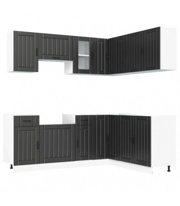 vidaXL 11 Piece Kitchen Cabinet Set Lucca Black Engineered Wood