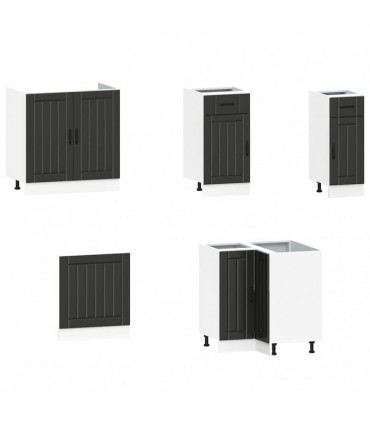 vidaXL 11 Piece Kitchen Cabinet Set Lucca Black Engineered Wood