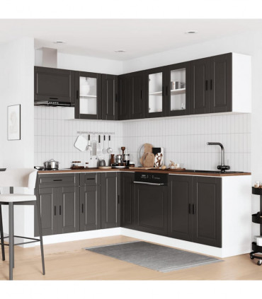 vidaXL 11 Piece Kitchen Cabinet Set Porto Black Engineered Wood