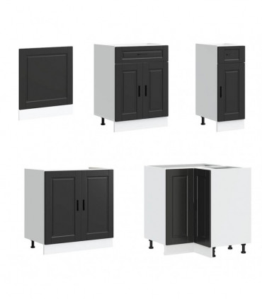vidaXL 11 Piece Kitchen Cabinet Set Porto Black Engineered Wood