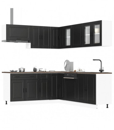 vidaXL 11 Piece Kitchen Cabinet Set Porto Black Engineered Wood