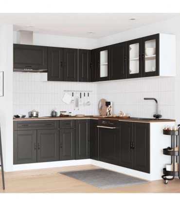 vidaXL 11 Piece Kitchen Cabinet Set Porto Black Engineered Wood
