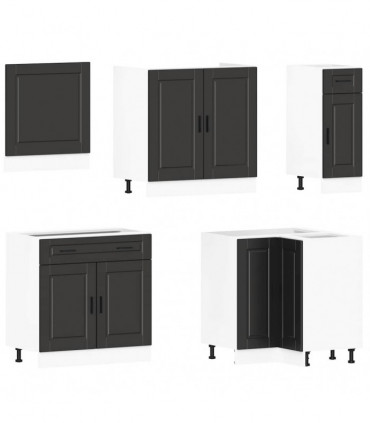 vidaXL 11 Piece Kitchen Cabinet Set Porto Black Engineered Wood