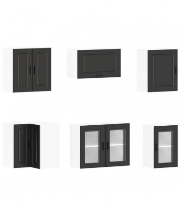 vidaXL 11 Piece Kitchen Cabinet Set Porto Black Engineered Wood