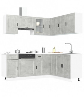 vidaXL 11 Piece Kitchen Cabinet Set Porto Concrete Grey Engineered Wood