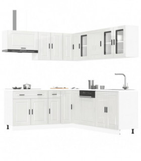 vidaXL 11 Piece Kitchen Cabinet Set Porto Gloss White Engineered Wood