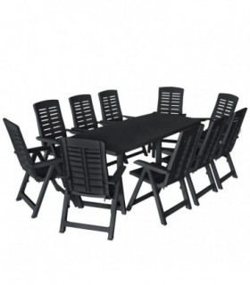 vidaXL 11 Piece Outdoor Dining Set Plastic Anthracite