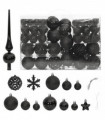 vidaXL 111 Piece Christmas Bauble Set Black Polystyrene