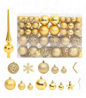 vidaXL 111 Piece Christmas Bauble Set Gold Polystyrene